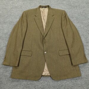 Chaps Blazer Mens 46 Long  Brown Wool Houndstooth Sport Coat Jacket Lambswool